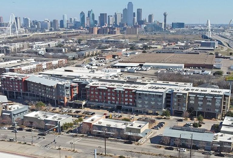 aerial view of shopping center