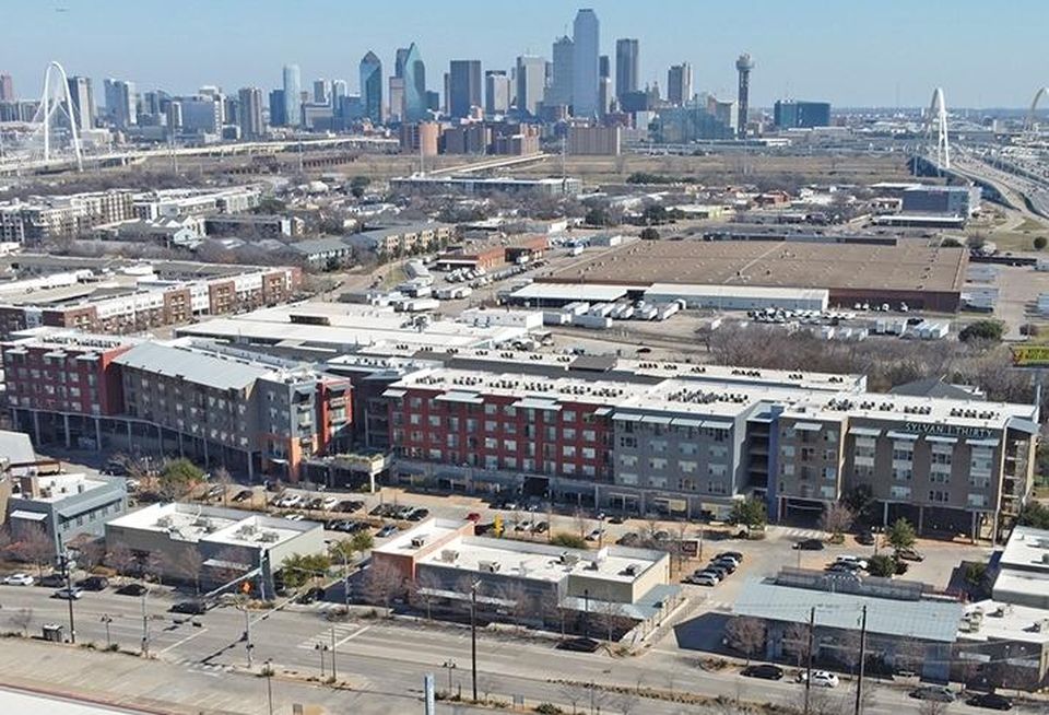 aerial view of shopping center