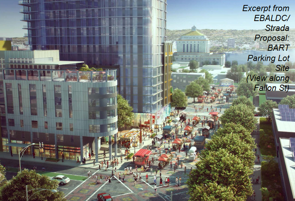 Rendering of the proposed mixed-use development for the Lake Merritt BART station site