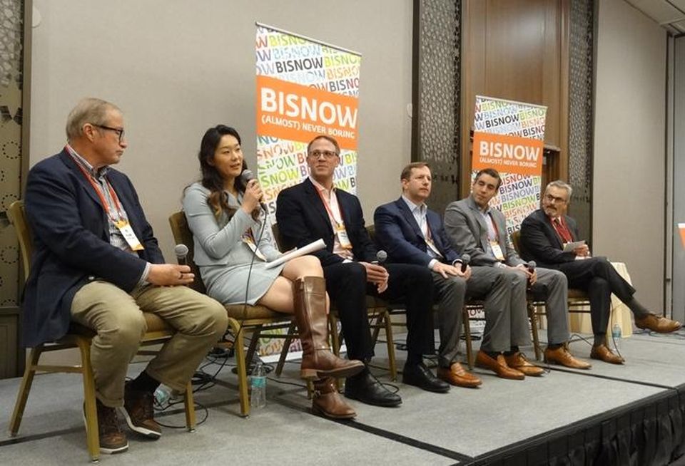 Nebo Hotel Finance's Ned DeLorme, Cushman & Wakefield's Xinyi McKinny, PCCP's Bryan Thornton, Argosy Real Estate Partners' David Butler, Madison Realty Capital's Brad Ross and HFF's Peter Smyslowski