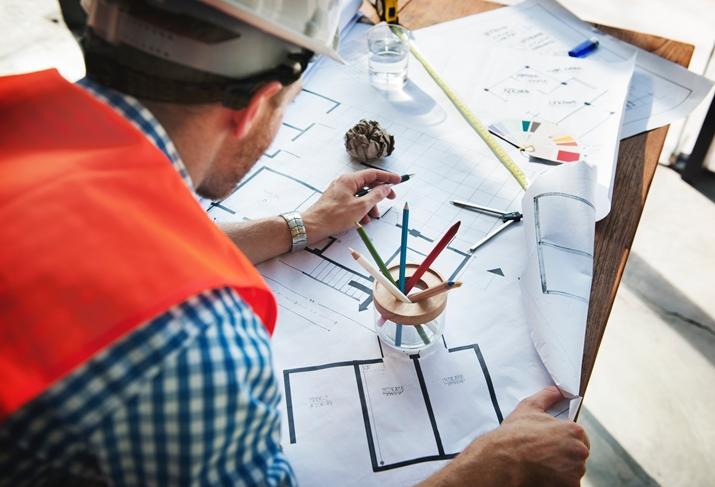 construction blueprints worker