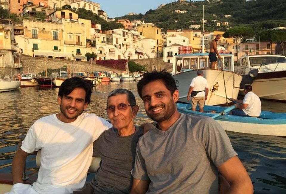 Samir Patel of IRA Realty Capital (right) with his brother and father in Italy