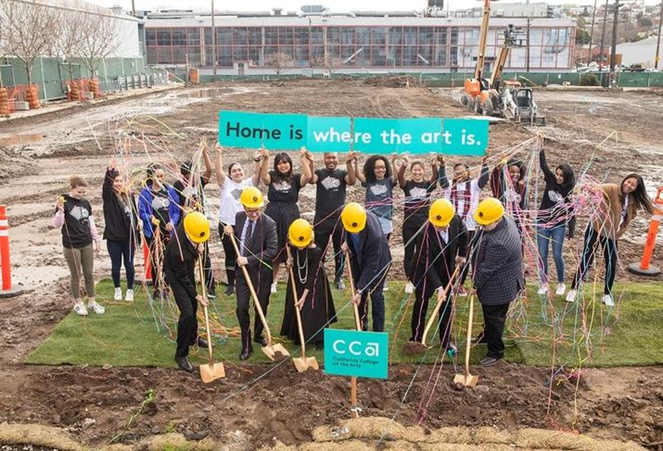 The groundbreaking celebration for California College of the Arts' 188 Hooper student housing project