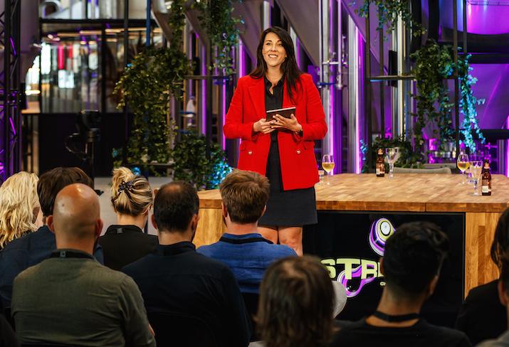 Cambridge Innovation Center's Melissa Ablett-Jordaan speaking at the Upstream Festival in Rotterdam.