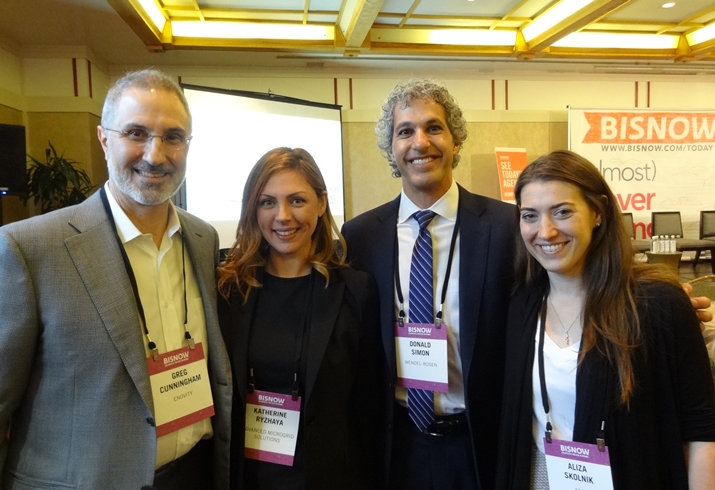 Enovity co-founder and principal Greg Cunningham, Advanced Microgrid Solutions chief commercial officer Katherine Ryzhaya and Wendel Rosen partner Don Simon ESD vice president and director of the San Francisco office Aliza Skolnik during a Bisnow event last year.