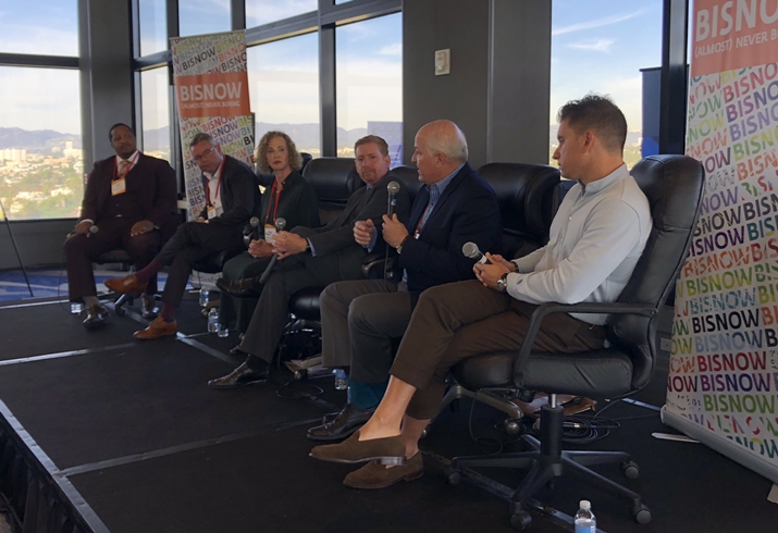Culver City Chamber of Commerce's Colin Diaz, Hackman Capital Partners' Ryan Smith, Karney Properties' Aliza Karney Guren, Newmark Knight Frank's Kevin Lachoff, Lowe Enterprises' Tom Wulf and Runyon Group's Joseph Miller