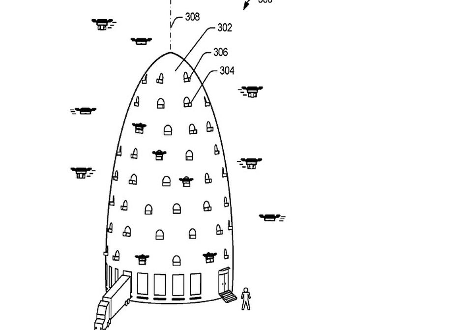 Amazon beehive drone fulfillment center