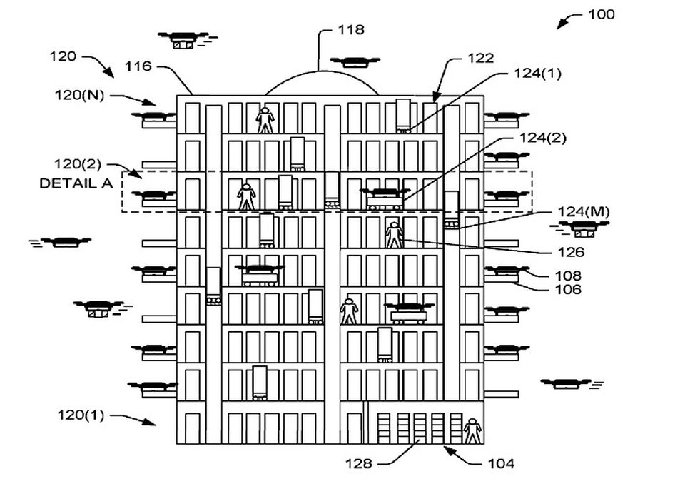A rendering of Amazon's beehive-style drone fulfillment center.