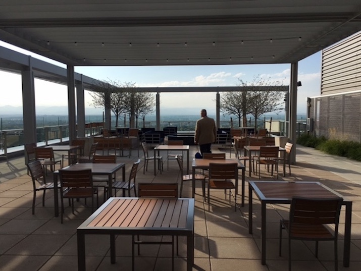 The rooftop deck at Colorado Center Tower 3 is ideal for corporate events