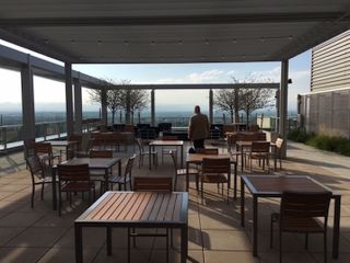 The rooftop deck at Colorado Center Tower 3 is ideal for corporate events