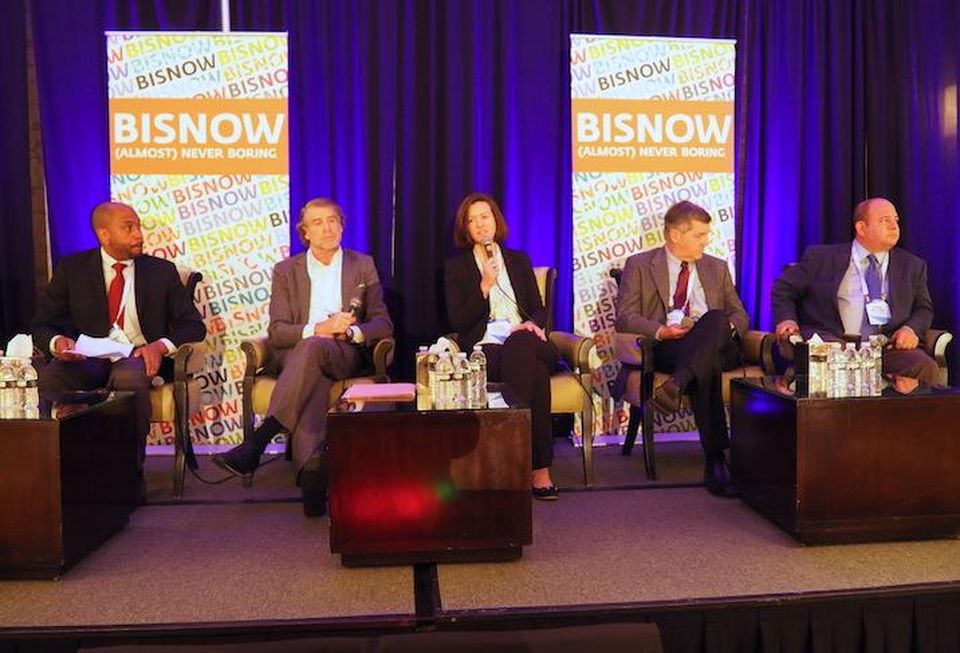 Delta Associates' Will Rich, Time Group's Mark Caplan, JBG Smith's Tiffany Butcher, Elm Street's David Flanagan and Transwestern's Robin Williams