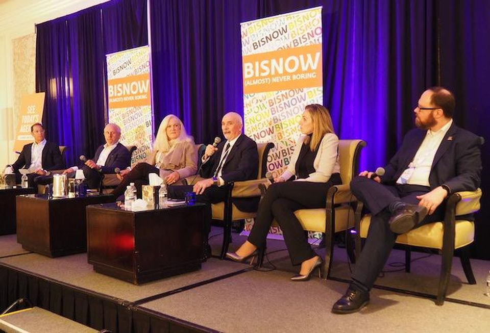 CohnReznick's David Kessler, PN Hoffman's Monty Hoffman, RD Jones' Rebecca Jones, Kettler's Bob Kettler, JP Morgan's Allina Boohoff and Martin Architecture's Dan McCauley