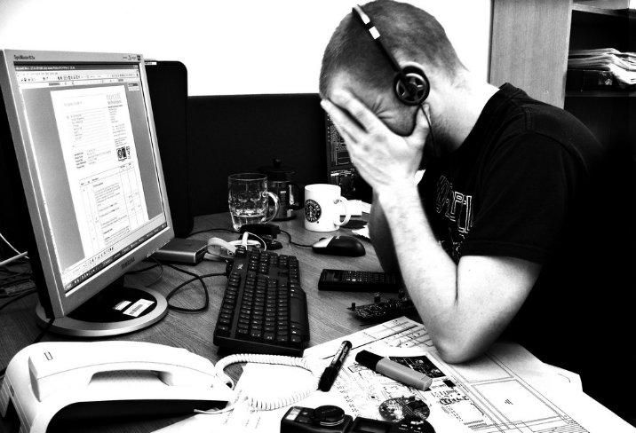 frustrated, work, headphones, job, Millennial, open office