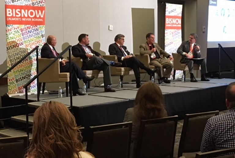 Parkland Hospital COO David Lopez, DPR Construction Project Executive Sean Ashcroft, Garfield Public Private Chairman Ray Garfield, Stantec Principal, Healthcare-South Central Region Randy Edwards and Turner Construction Director Steve Whitcraft, who moderated.