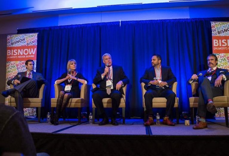 Bisnow: Jeremiah Jensen Winstead Associate Cole Gearhart, NorthMarq Capital Vice President of Capital Markets Ruth Davis, KeyBank Healthcare Real Estate Capital Senior Vice President Brian Heagler, Civitas Capital Group Vice President of Investments Rootvik Patel and Capitol Seniors Housing founder Scott Stewart at Bisnow's Dallas Senior Living event.