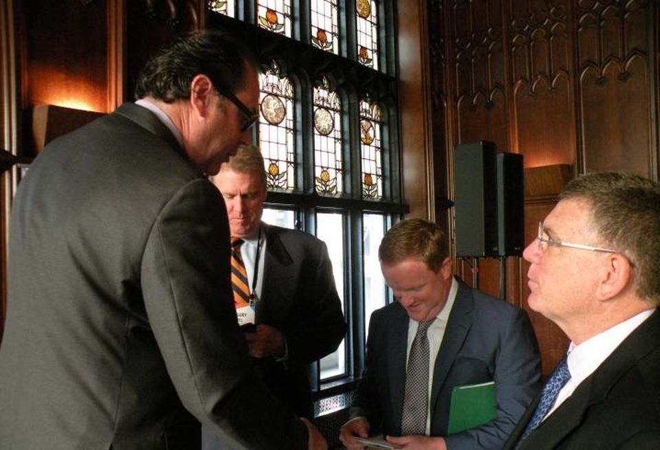 HFF senior managing director Mike Kavanau, Hunt Mortgage Group managing director Greg Cazel, KeyBank Real Estate Capital SVP John Hofmann and Newport Capital Partners managing principal Derrick McGavic.