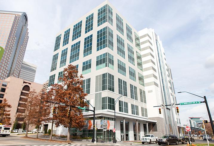 The former AT&T office tower uptown recently underwent a $15M renovation and now includes two floors of retail.