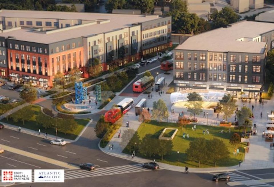A rendering of the development Atlantic Pacific Cos. plans to build at the Capitol Heights Metro station.