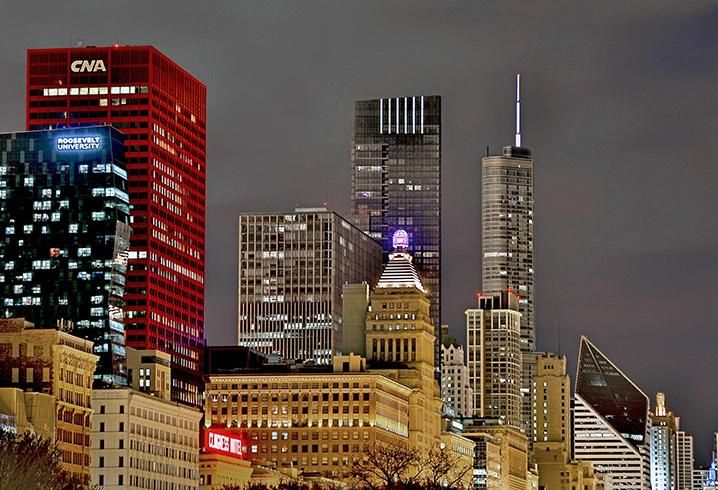 A view of Chicago includes Legacy at Millennium Park and the Heritage at Millennium Park, Avison Young-developed projects