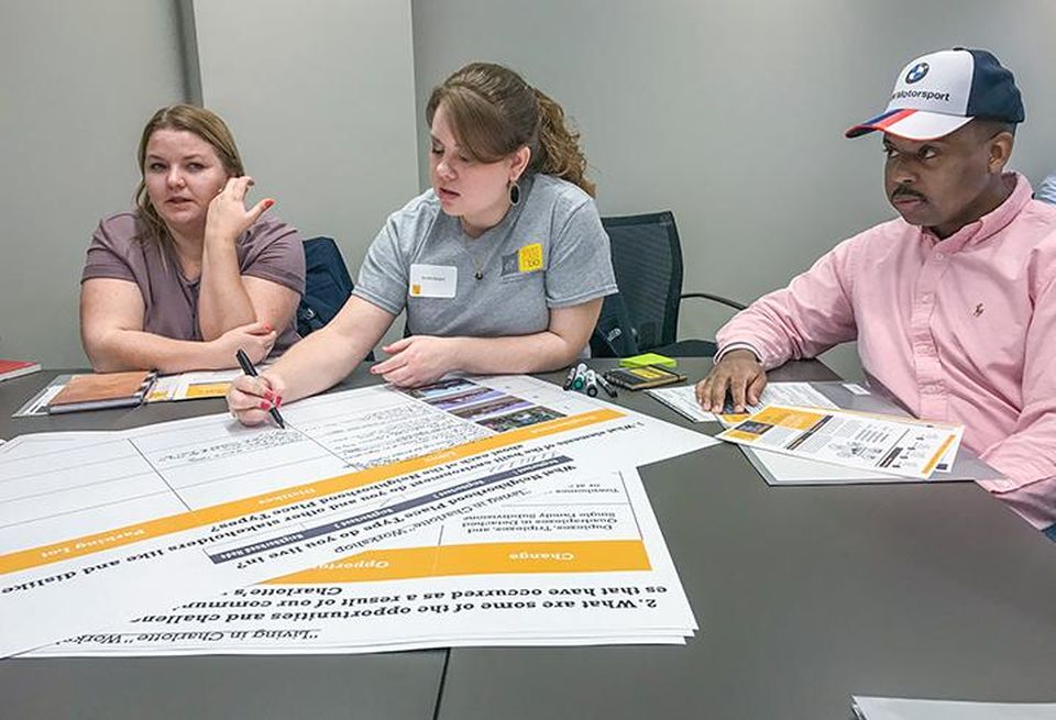 Charlotte residents work on defining neighborhood place types, including opportunities and challenges, at the City of Charlotte’s Place Types Summit.