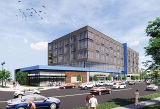 A rendering of the 125K SF medical office building RPAI is planning at its Carillon development in Largo. 