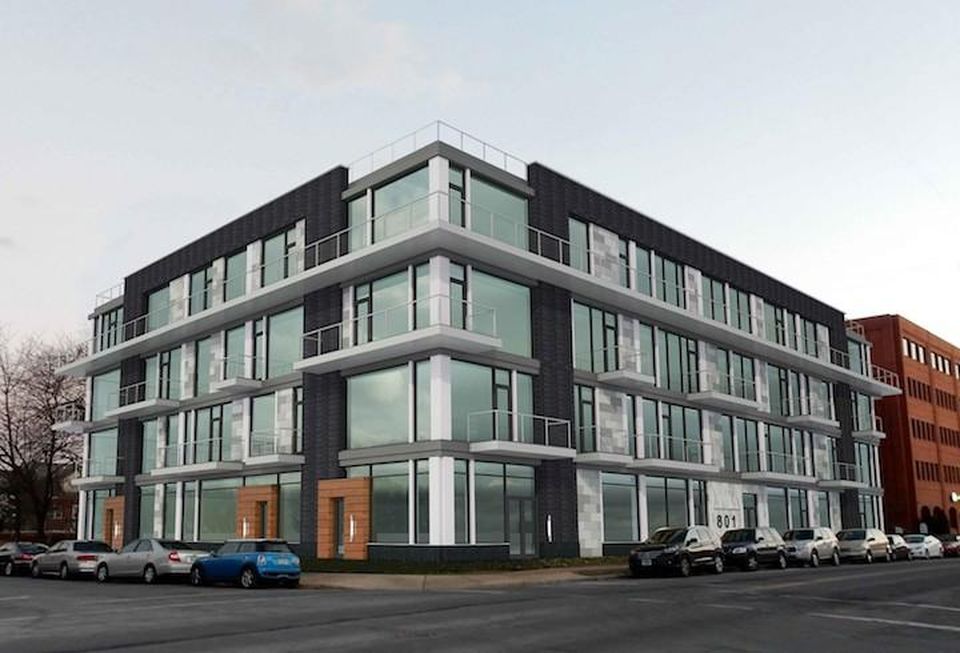 An old rendering showing Finmarc's vision for converting 801 North Fairfax St. to condos.