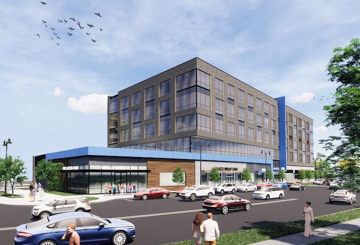 A rendering of the 125K SF medical office building RPAI is planning at its Carillon development in Largo. 
