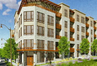 A rendering of the 129-unit affordable housing project planned at 218 Vine St. NW. 