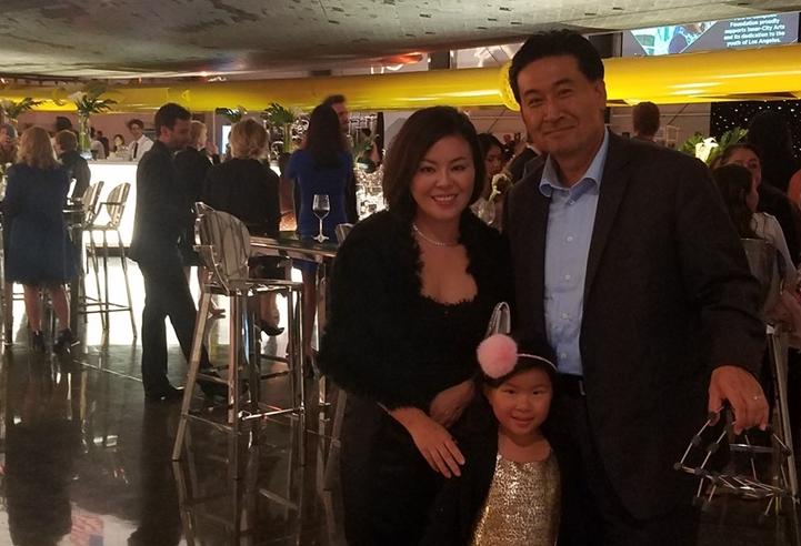 Hoonie Kang with wife, Grace, and daughter, Ellie, in LA