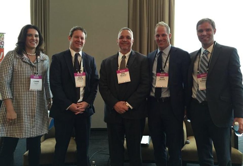 Ventas senior investment officer Carrie Hiebeler, MedProperties Group CIO Jesse Ostrow, RSM Partner Mike Nichols, Avison Young Principal Mike Wilson and Harrison St Capital SVP Mark Burkemper