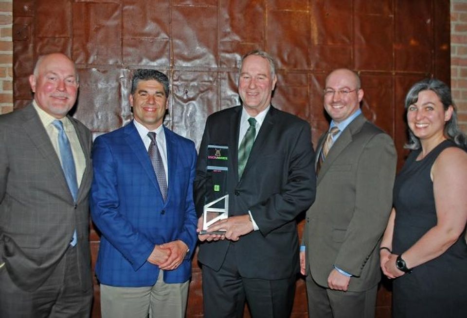 The Newcity team of OKW Architects principal Andy Koglin, Structured Development senior director of real estate Jeff Berta, Structured Development founding principal Mike Drew, OKW Architects project manager Gil Magnelli and OKW Architects project architect Cole Gagnon.