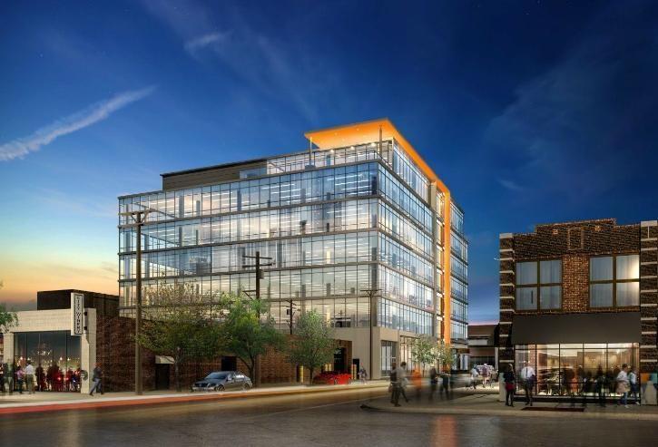 A rendering from Antunovich Associates of Twelve01West, McCaffery Interests' Fulton Market development, from a southern elevation.