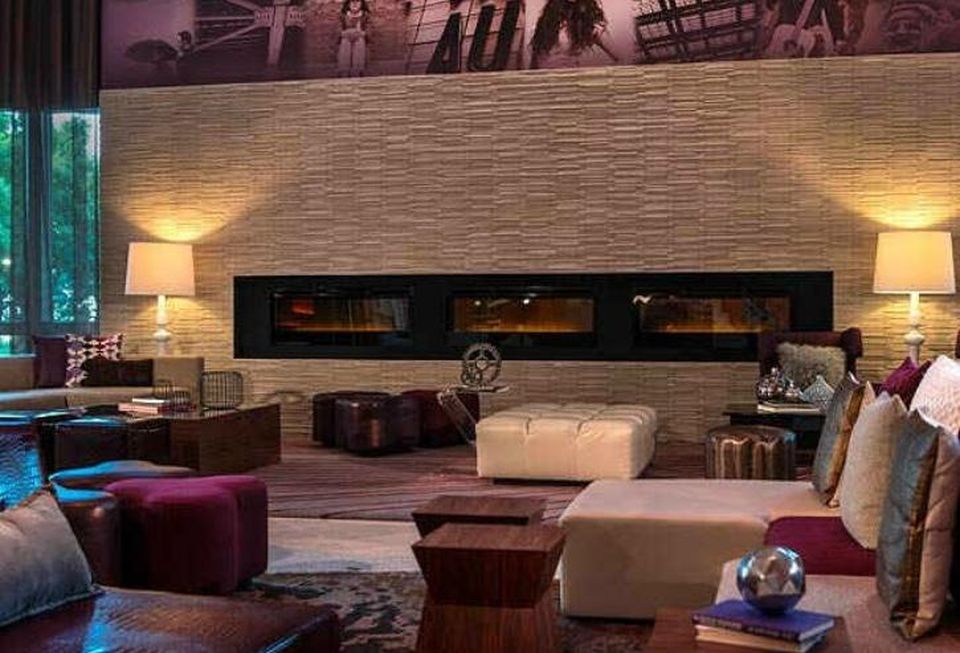 The newly renovated lobby at the Renaissance Chicago O'Hare Suites Hotel