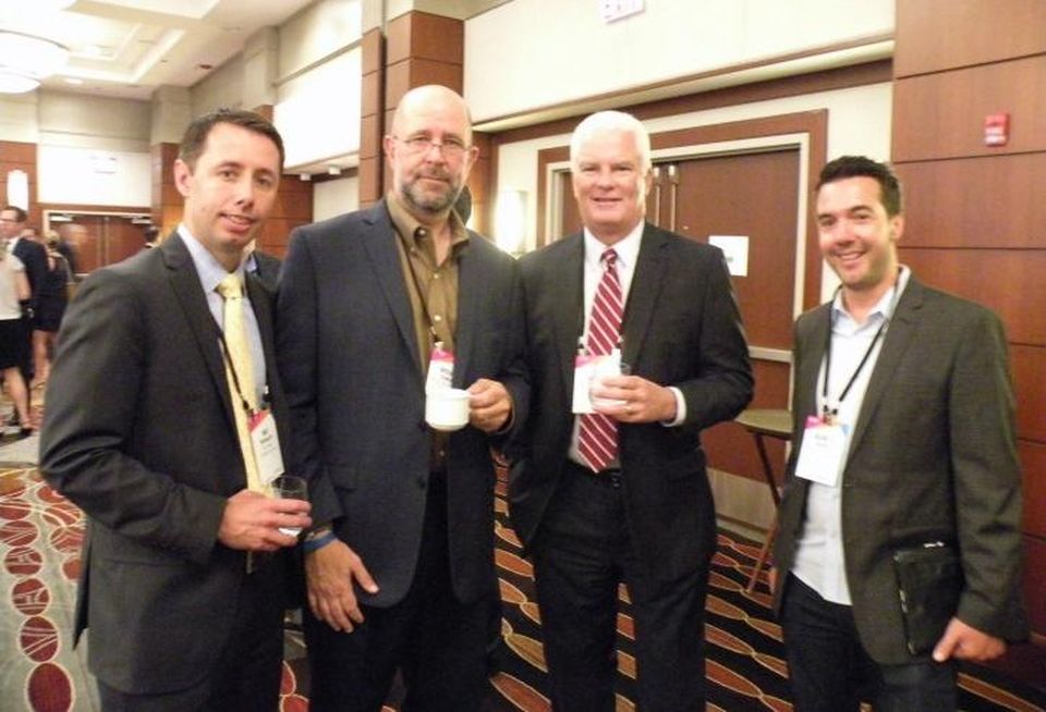 McShane Construction EVP Mat Dougherty, MRSA Architects and Planners partner Michael Semenzin, Ryan Cos Great Lakes Region president Tim Hennelly and Jameson Sothebys Commercial Realty Jason Hiller.