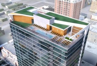 A rendering for CA Ventures' planned 26-story apartment tower at 1136 South Wabash, Chicago