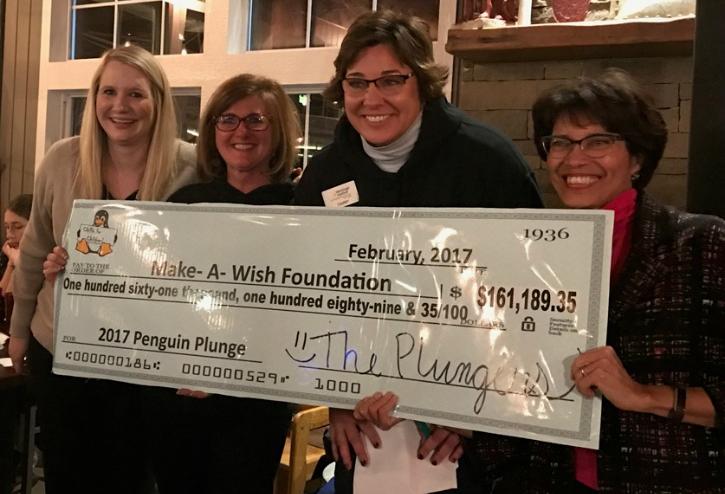 L-R: Ashley White, gift officer of community programs for Make-A-Wish Illinois; Linda Johnson, Penguin Plunge co-chairman; Tammy Barry, Penguin Plunge co-chairman and director of sales and marketing for Heritage Harbor Ottawa; and Stephanie Springs, CEO of Make-A-Wish Illinois.
