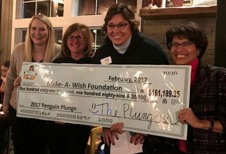 L-R: Ashley White, gift officer of community programs for Make-A-Wish Illinois; Linda Johnson, Penguin Plunge co-chairman; Tammy Barry, Penguin Plunge co-chairman and director of sales and marketing for Heritage Harbor Ottawa; and Stephanie Springs, CEO of Make-A-Wish Illinois.