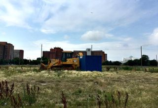 The site of Higgins Development's IMD Gateway project in the Illinois Medical District