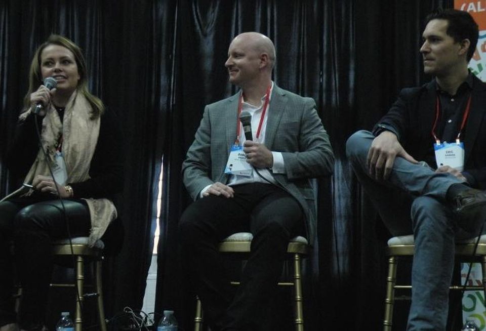 Amerigo Chief of People and Enterprise Ofa Stead, BOX Studios Principal Daniel Kraiss and Gensler Principal Eric Gannon