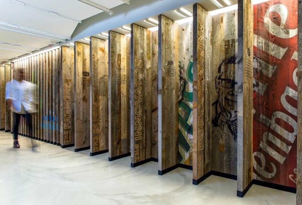A rendering of the Founders Wall inside Conagra Brands' new HQ in Chicago's Merchandise Mart.