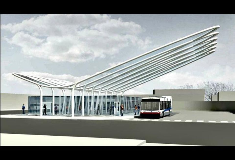 A rendering of the planned upgrade to the Belmont Avenue Blue Line subway station.