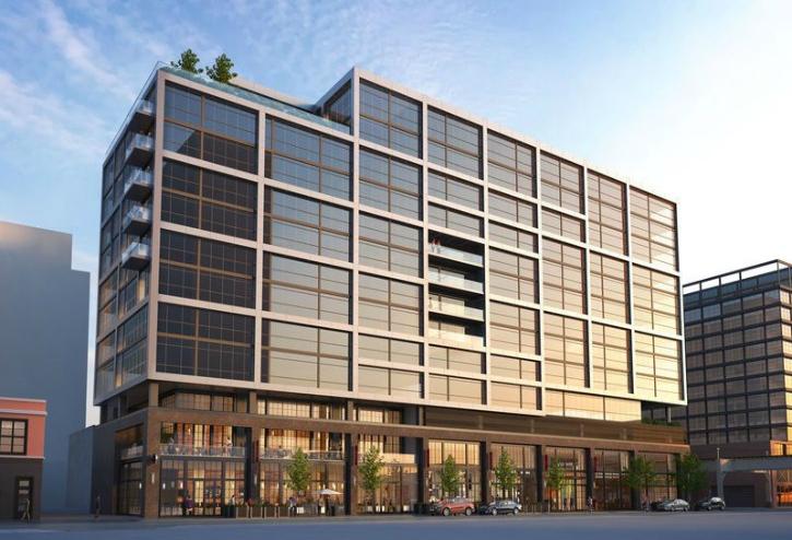 A rendering of Bridgford Foods' proposed redevelopment of its Fulton Market site in Chicago