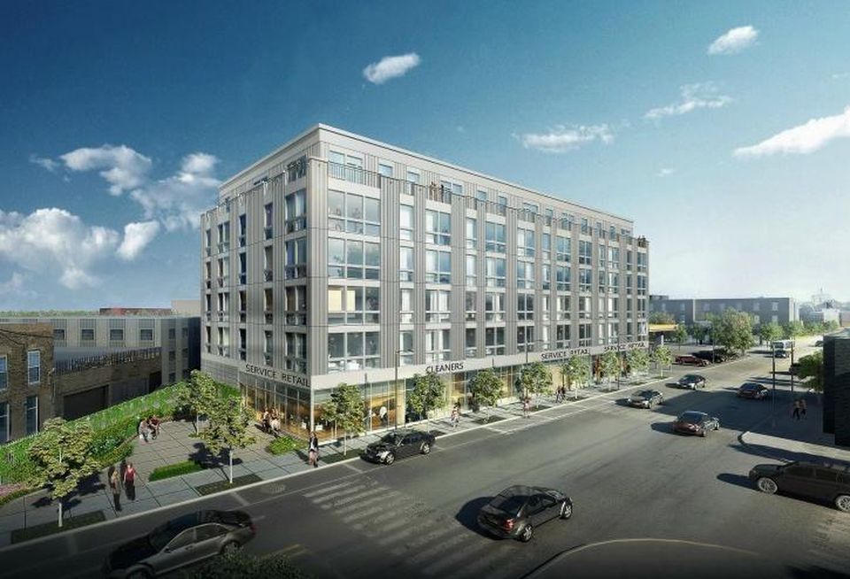 A rendering of Savoy Development's 138-unit microapartment development in Logan Square.