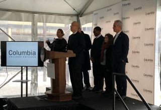 Columbia College Chicago President Dr. Kwang-Wu Kim and Mayor Rahm Emanuel