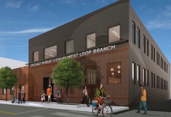 A rendering of the future Chicago Public Library's West Loop branch.