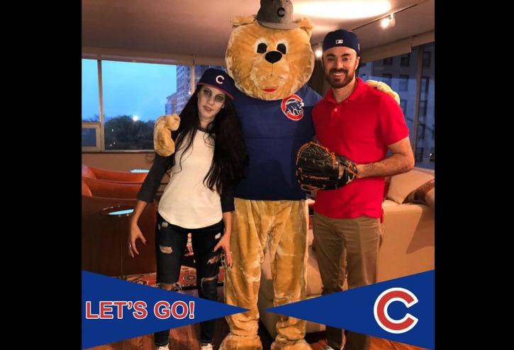 Bisnow Midwest VP Jonathan Hobfoll (center) with wife and Chicago Cubs pitcher Jake Arrieta