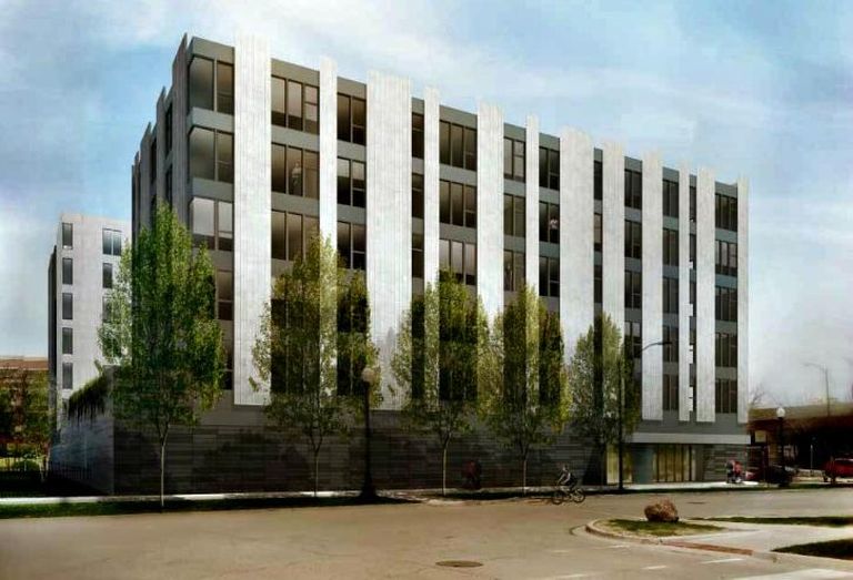 A rendering of Property Markets Group's University Village multifamily development near the University of Illinois Chicago.