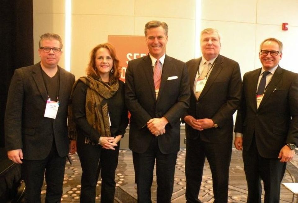Goettsch Partners principal Paul De Santis, MPEA CEO Lori Healey,Oxford Capital Group president and CEO John Rutledge, The Prime Group CEO Mike Reschke and Sheppard Mullin managing partner Larry Eppley