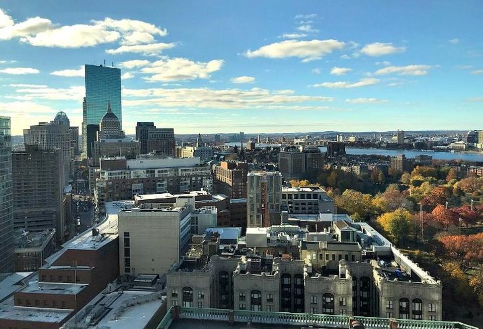 A skyline view of Boston and Cambridge, Massachusetts