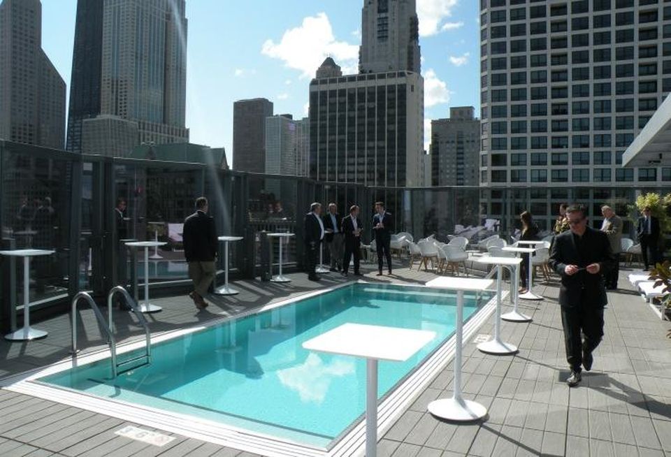 The rooftop deck at the Viceroy Chicago Hotel.